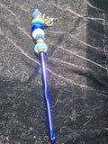 Blue Beaded Crochet Hook 4mm With Moon Fairy Charm