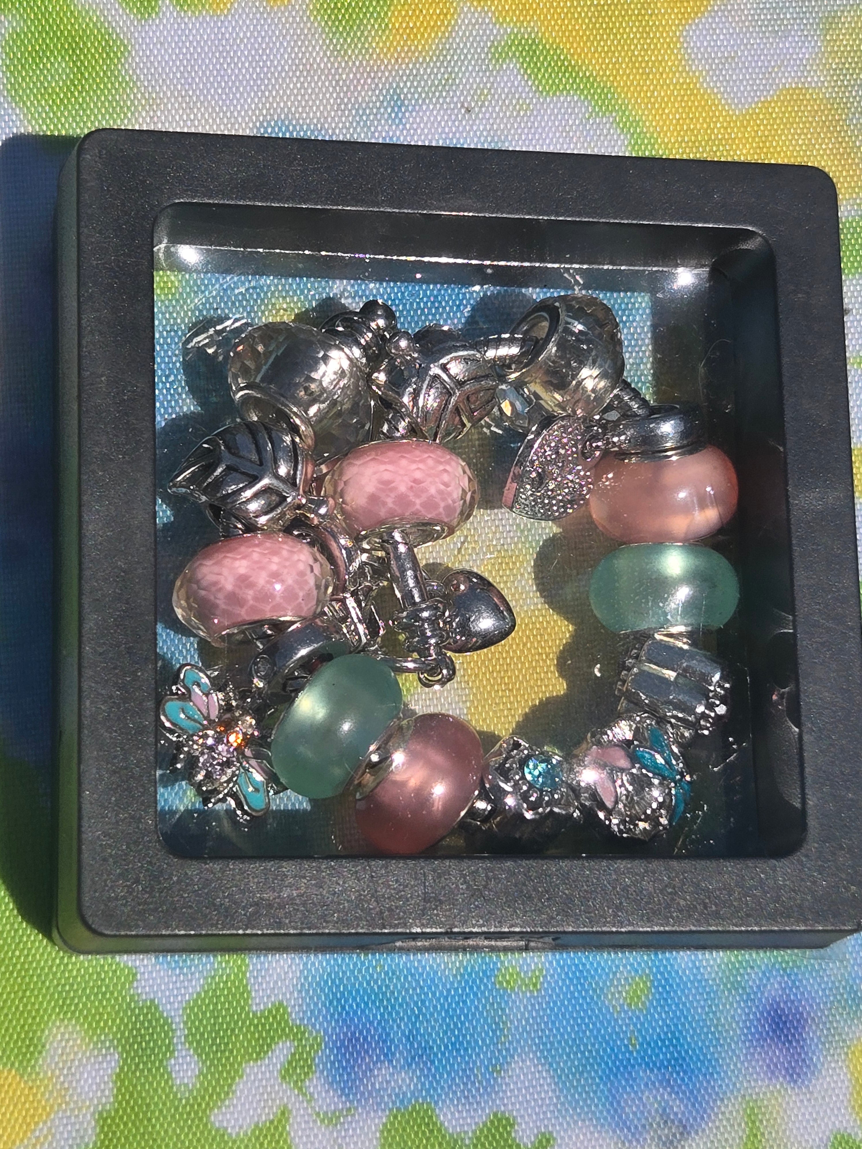 Pink and Green Dragonfly Charm Bracelet