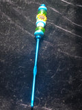 Blue Crochet Hook 3mm With Blue & Green Beads & Sunflower Charm