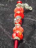 Red Beaded Crochet Hook 4mm With Seahorse Charm